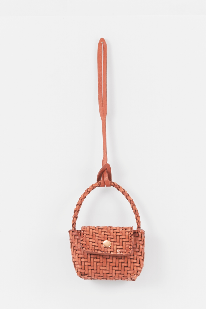 Mini Bag Charm with stud- Tan