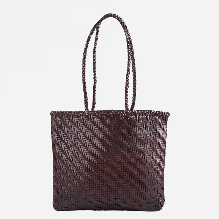 Woven Leather Tote - Espresso