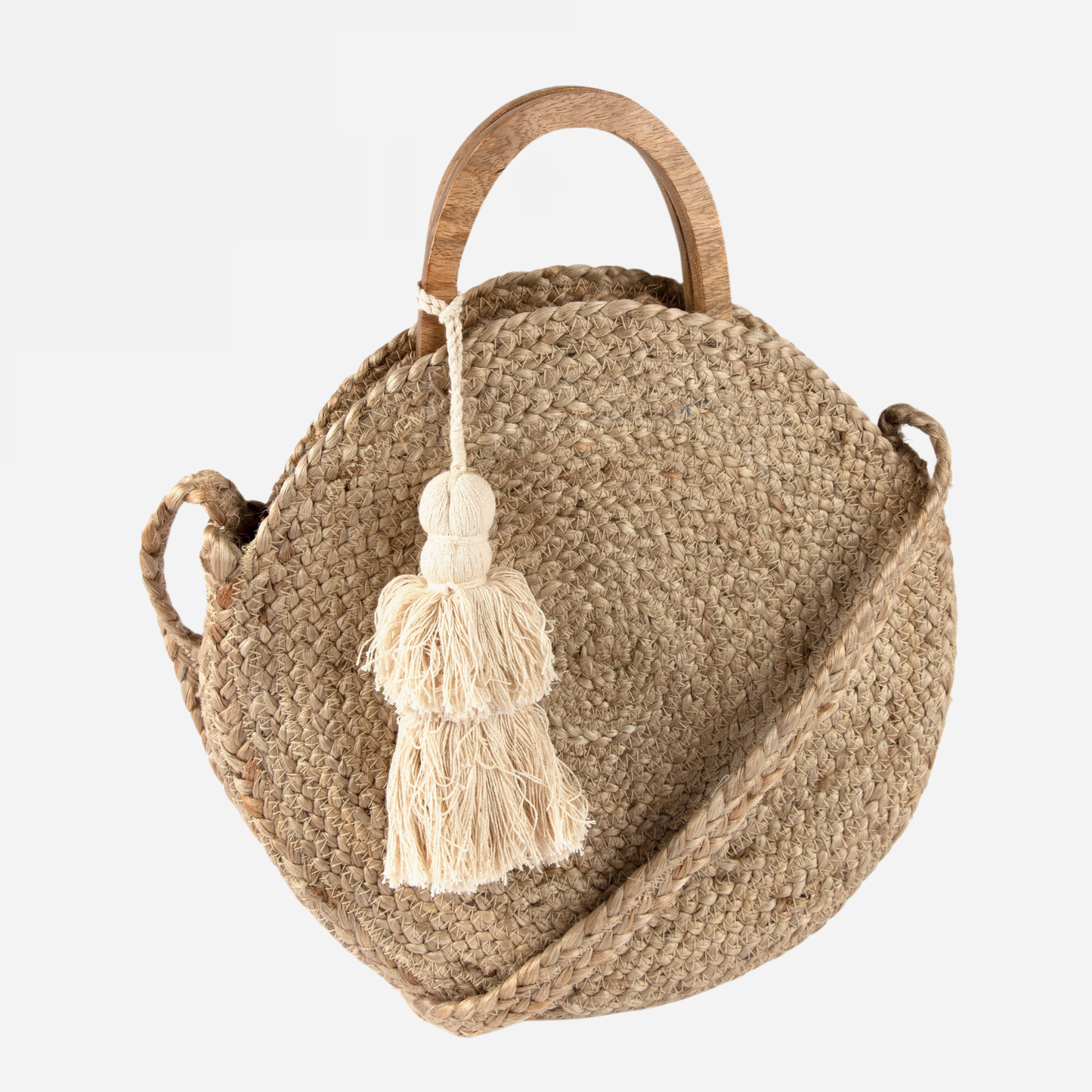 Baya Jute Crossbody Bag with Wood Handle