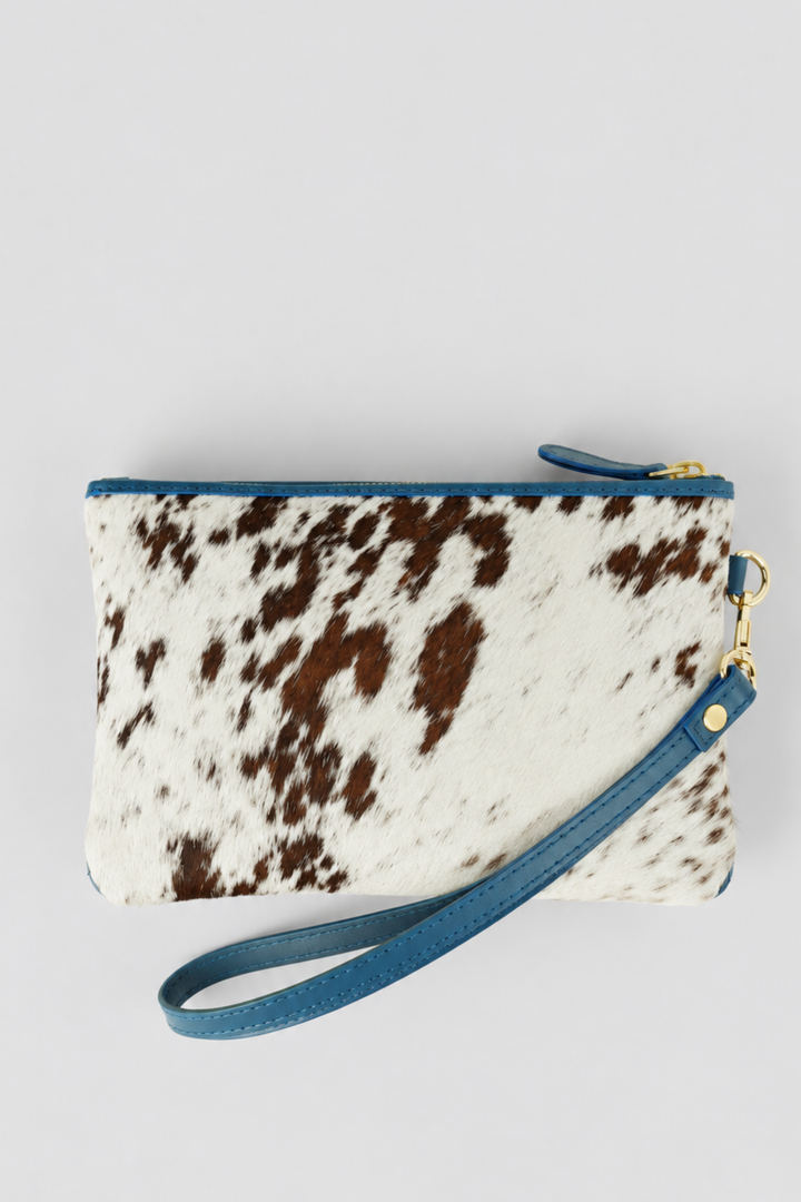 Cowhide & Woven Leather Wristlet
