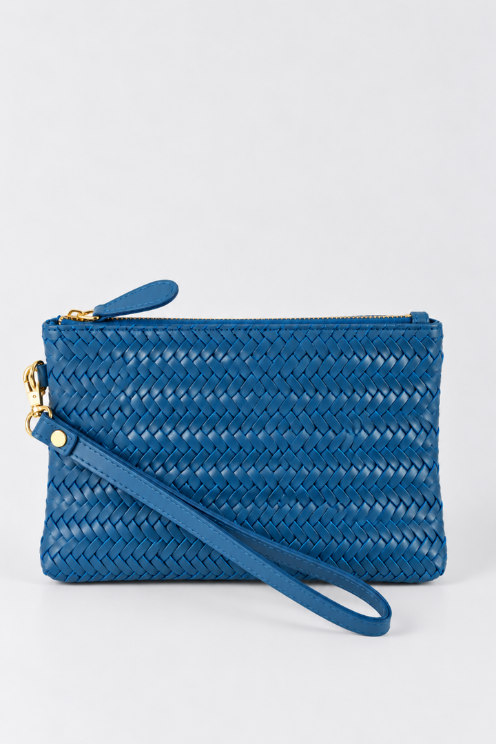 Cowhide & Woven Leather Wristlet