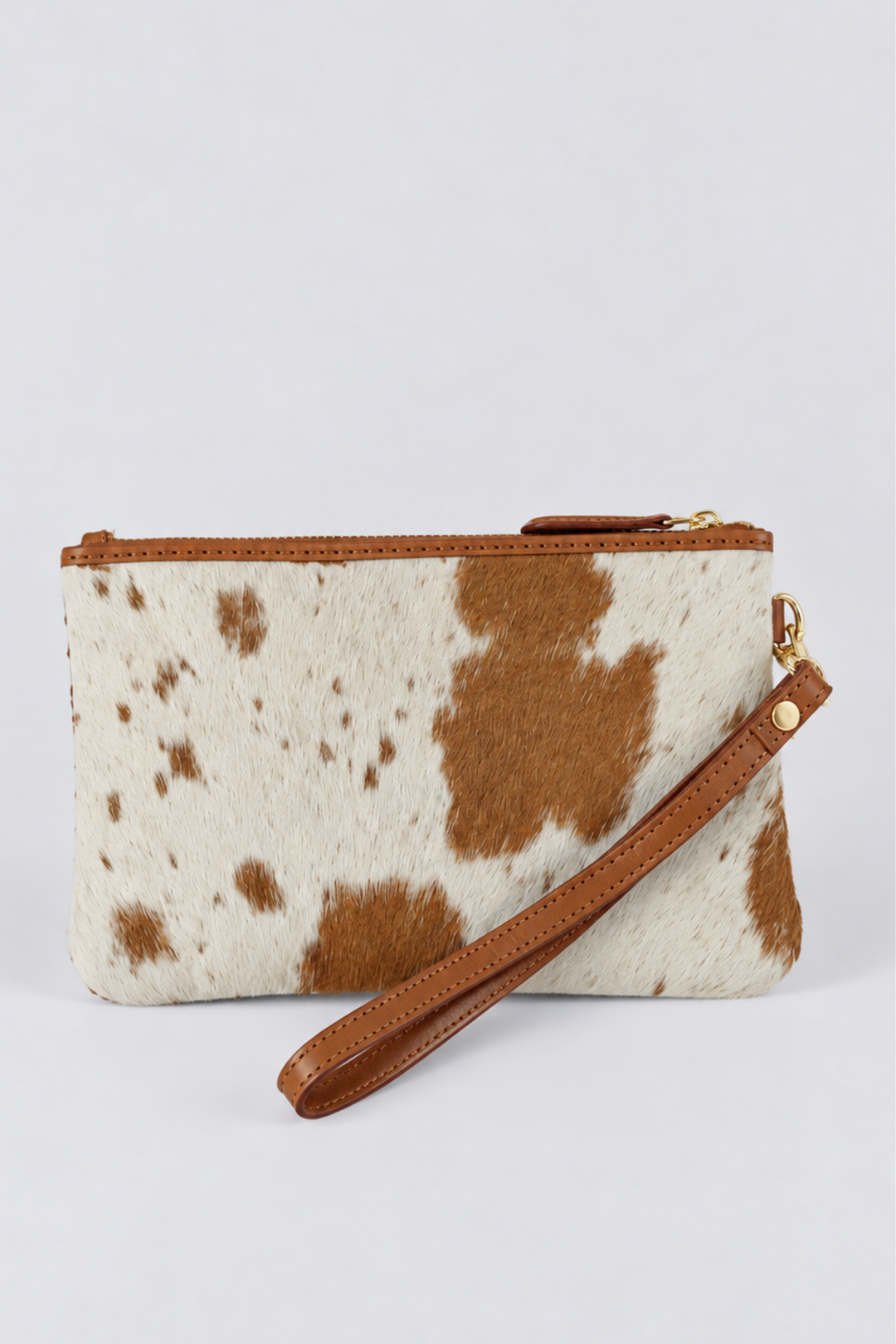 Cowhide & Woven Leather Wristlet