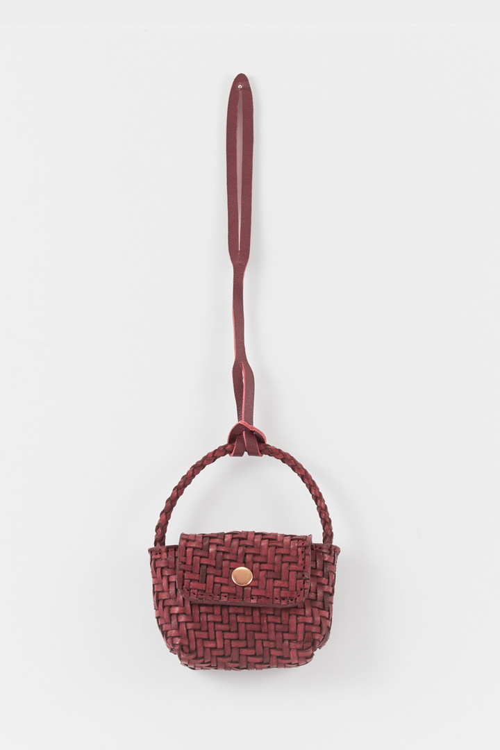 Mini Bag Charm with stud- Burgundy