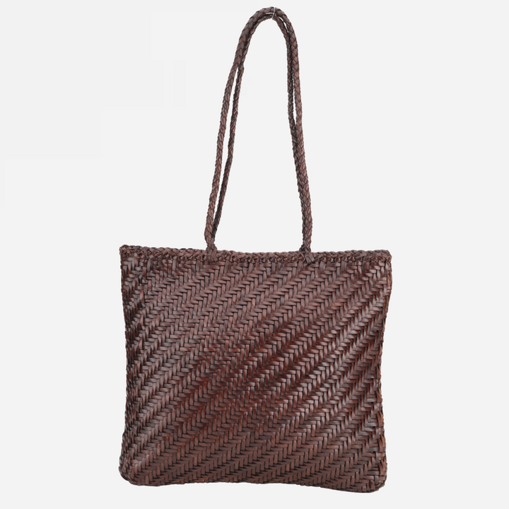 Woven Leather Tote Bag- Espresso