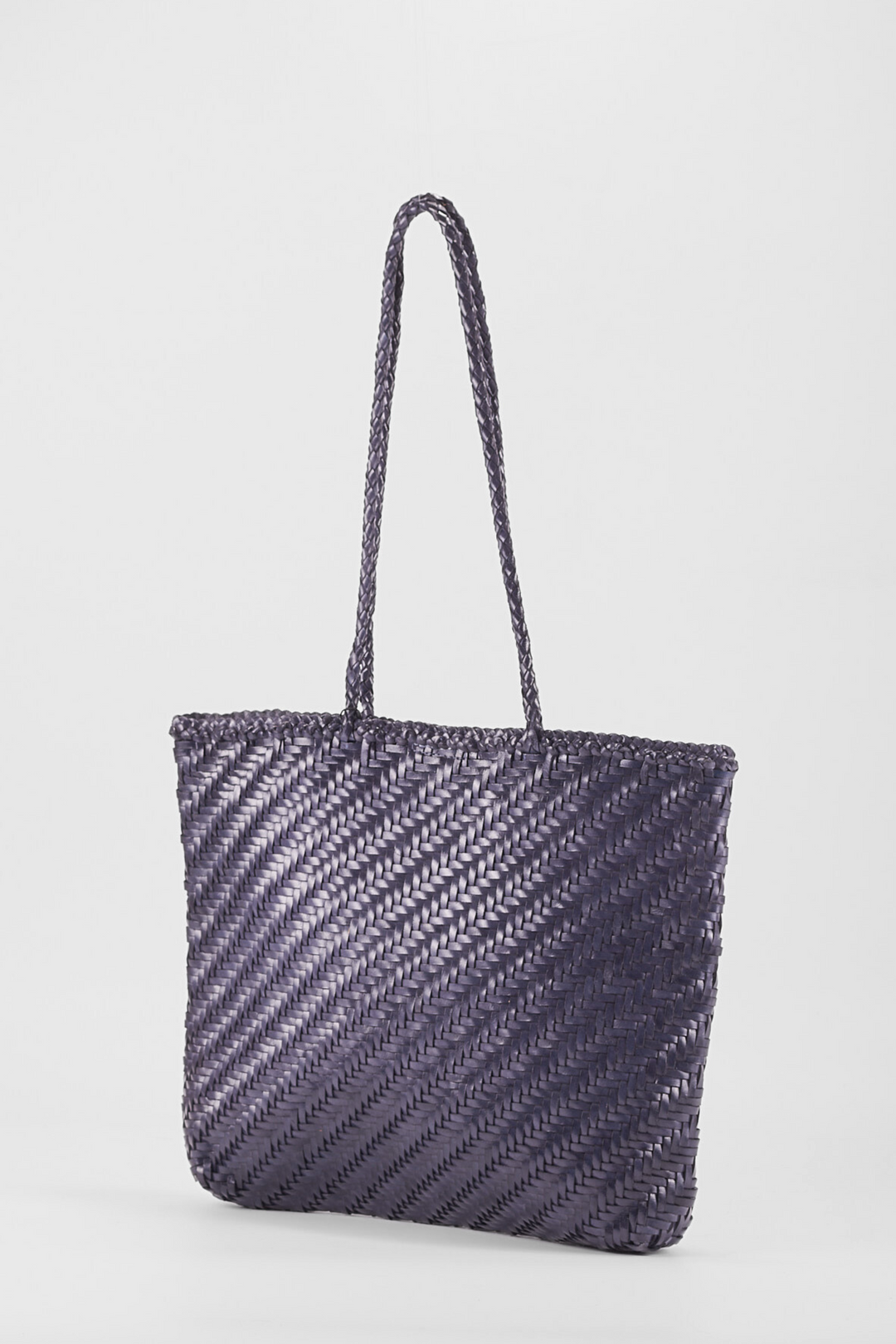 Rhia Woven Leather Tote- Dark Blue