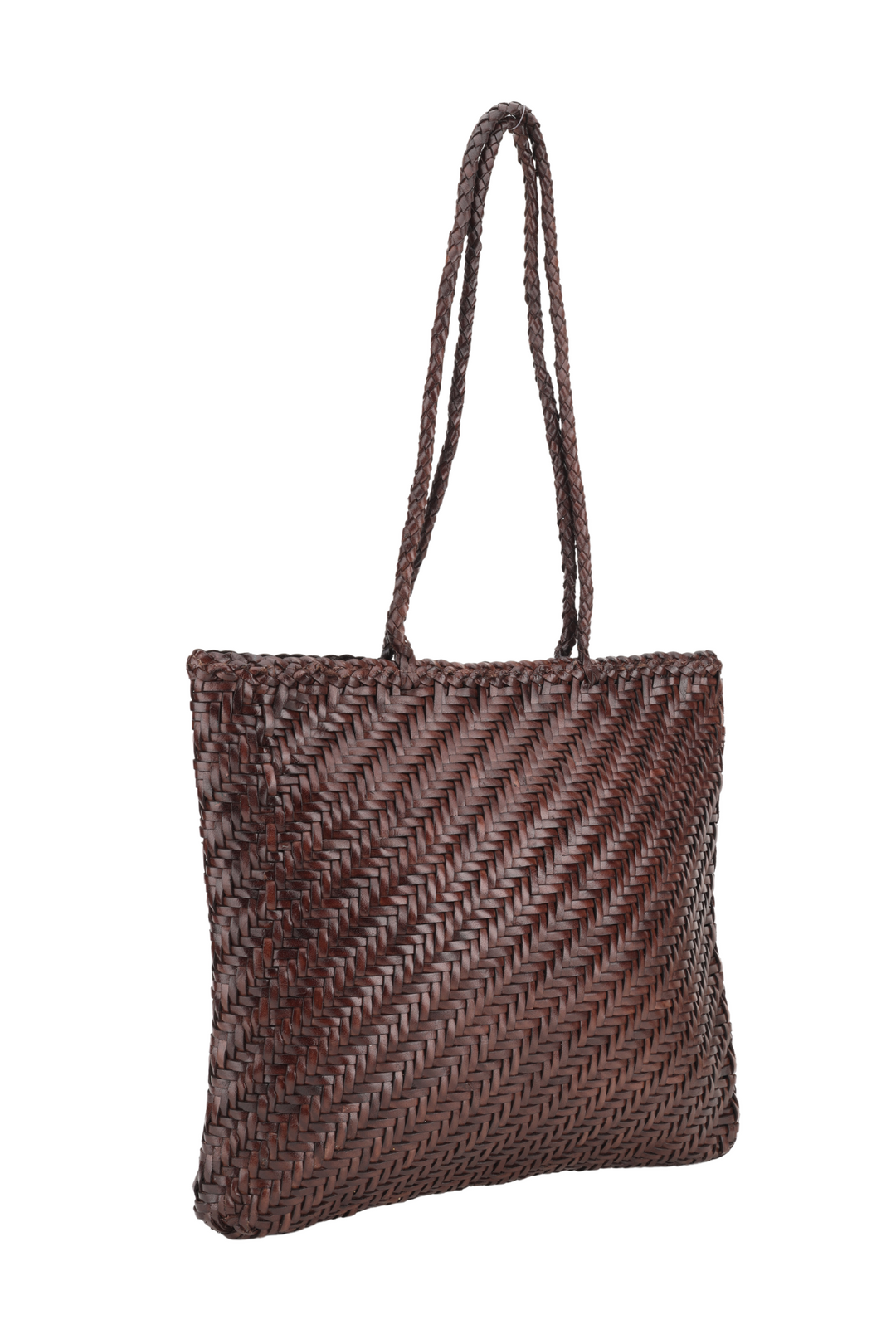 Woven Leather Tote Bag- Espresso