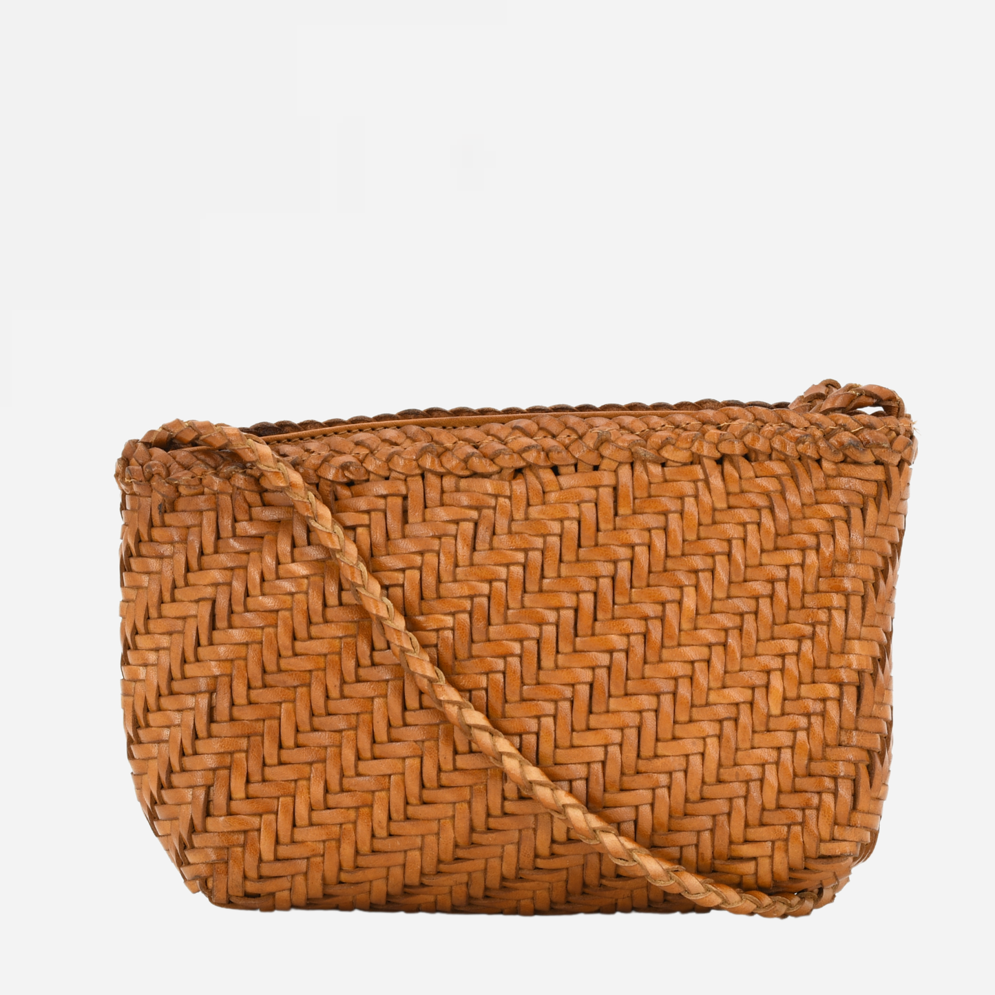 Woven Leather Crossbody Bag-Tan