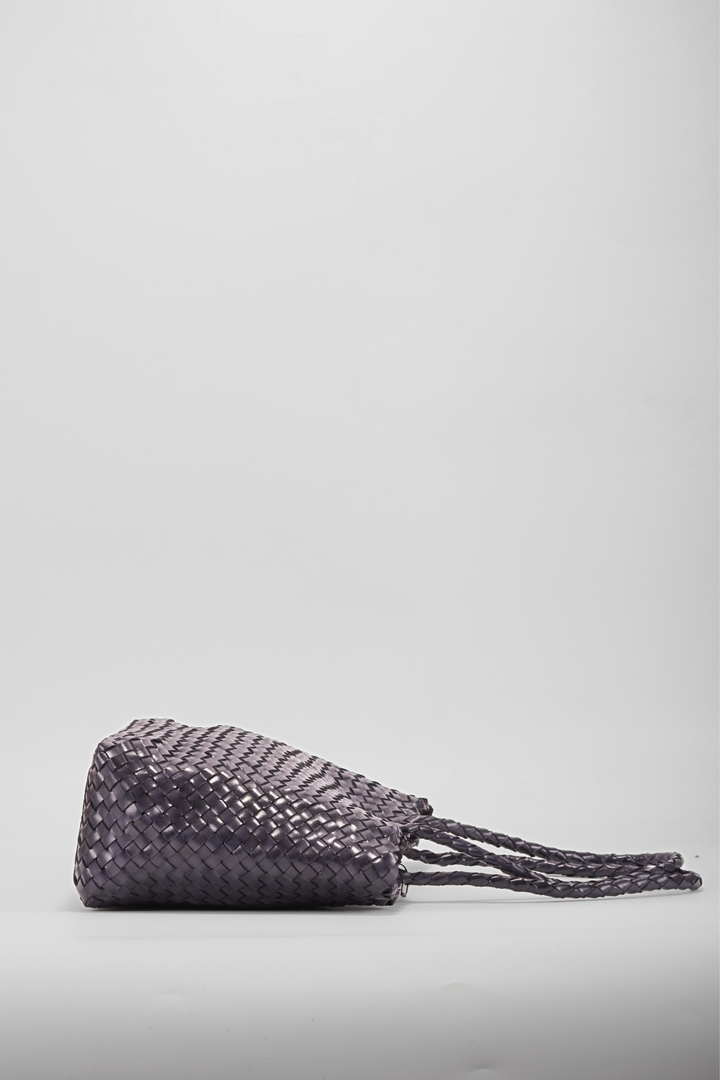 Leia Woven Leather Bag Dark Blue