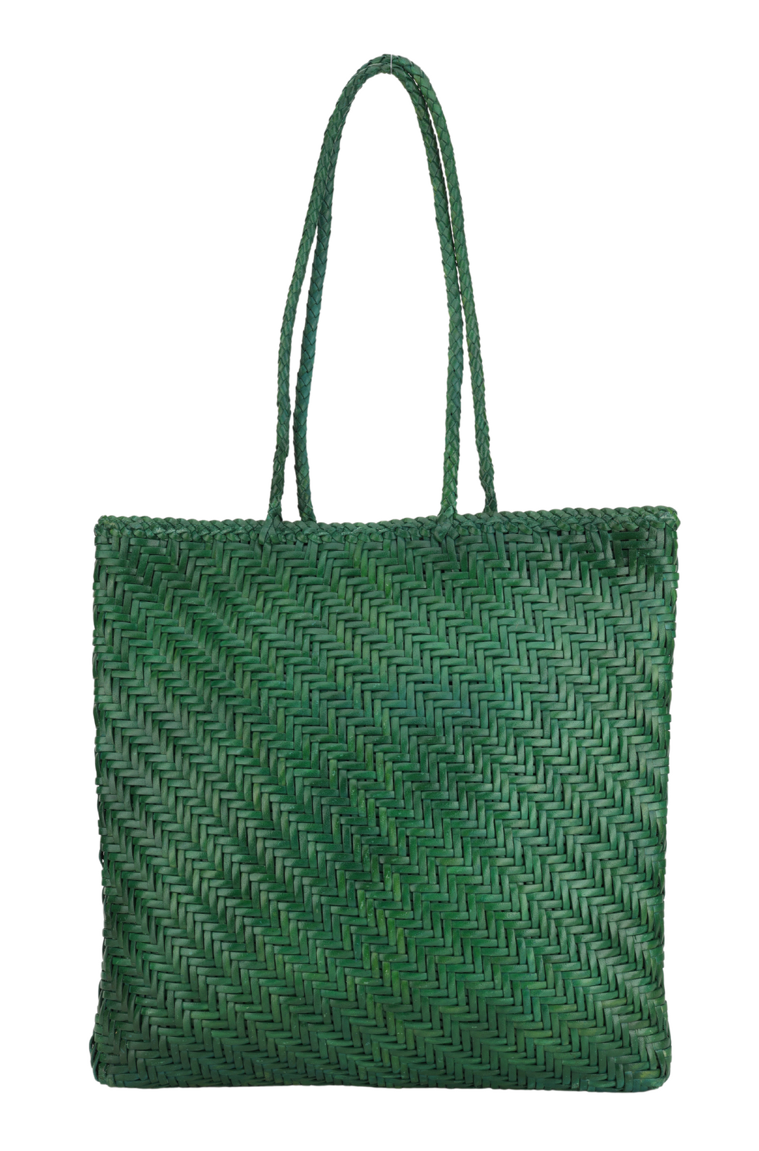 Slim Large Leather Tote - Green