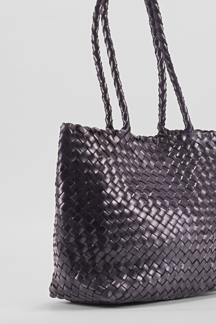 Leia Woven Leather Bag Dark Blue