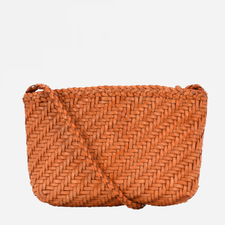 Woven Leather Crossbody Bag-Terracota