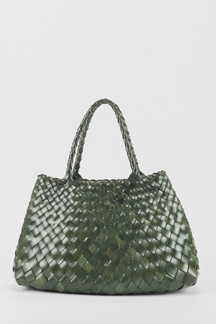 Selina Woven Hand Bag- Slate Green
