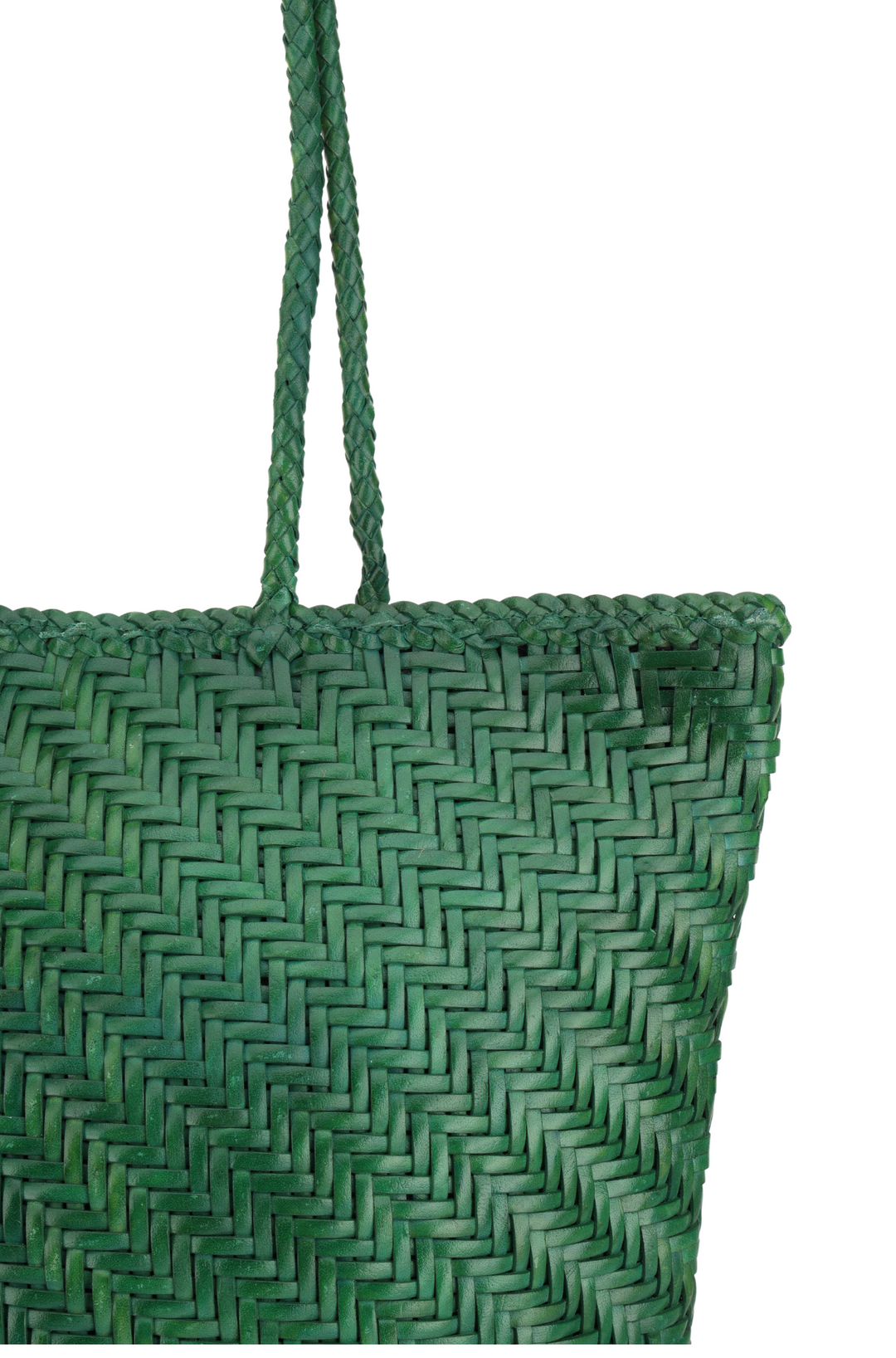 Slim Large Leather Tote - Green