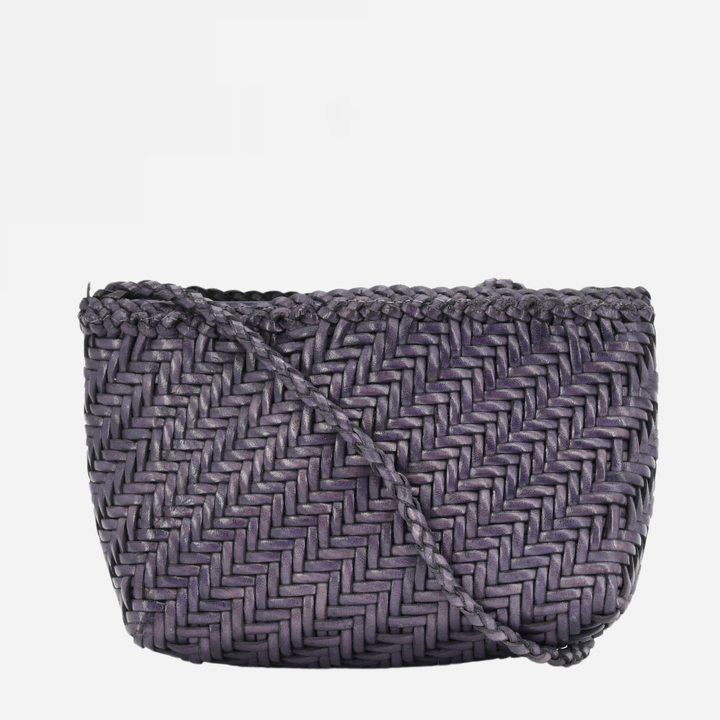 Woven Leather Crossbody Bag- Purple