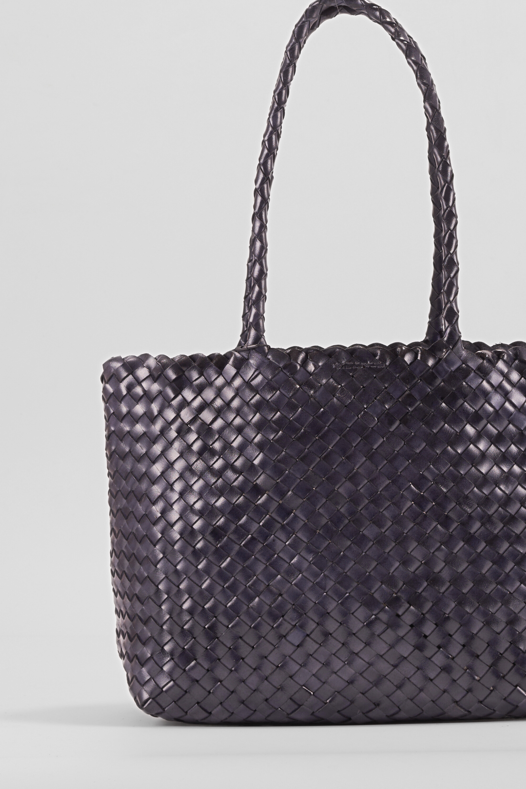 Leia Woven Leather Bag Dark Blue