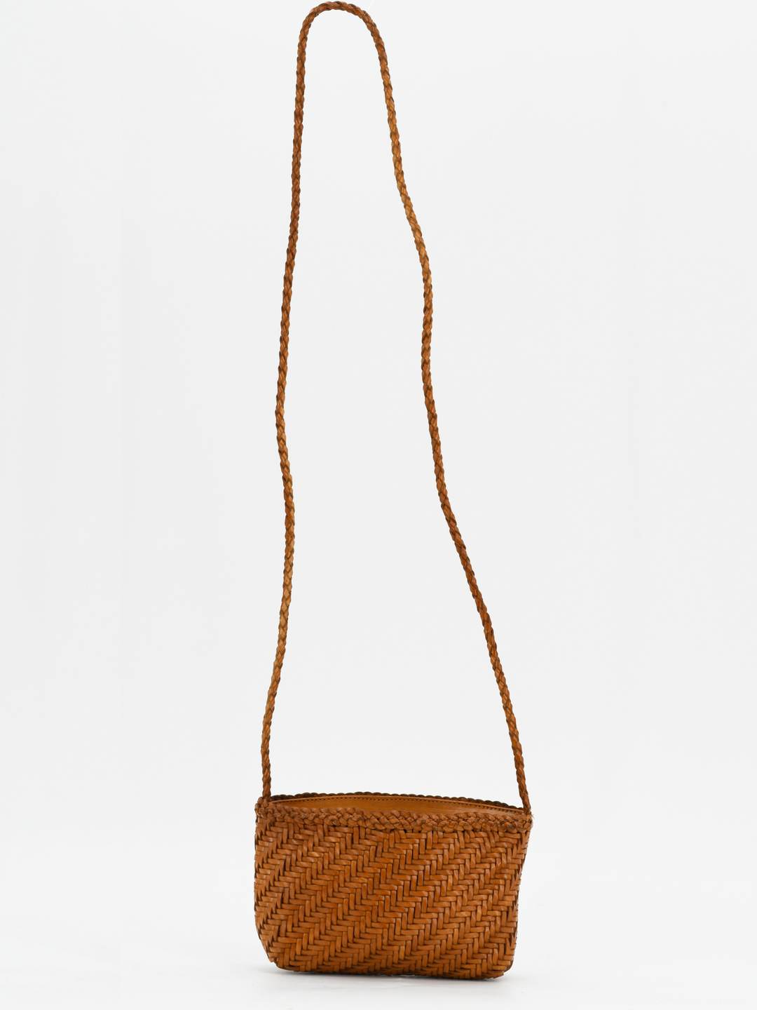 Woven Leather Crossbody Bag-Tan