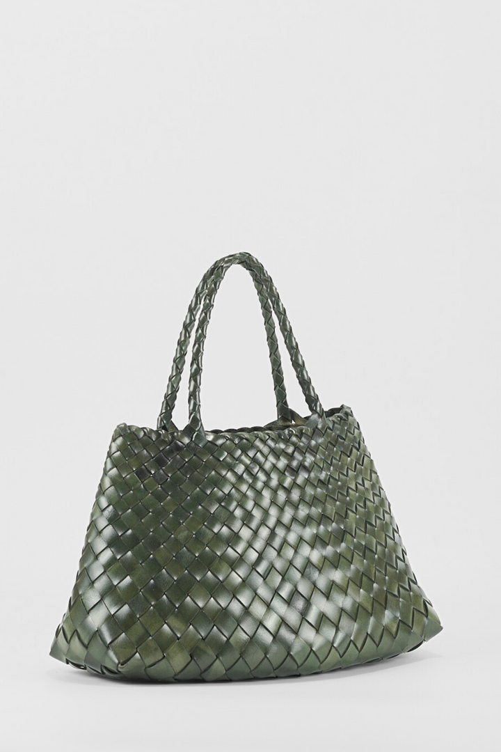 Selina Woven Hand Bag- Slate Green