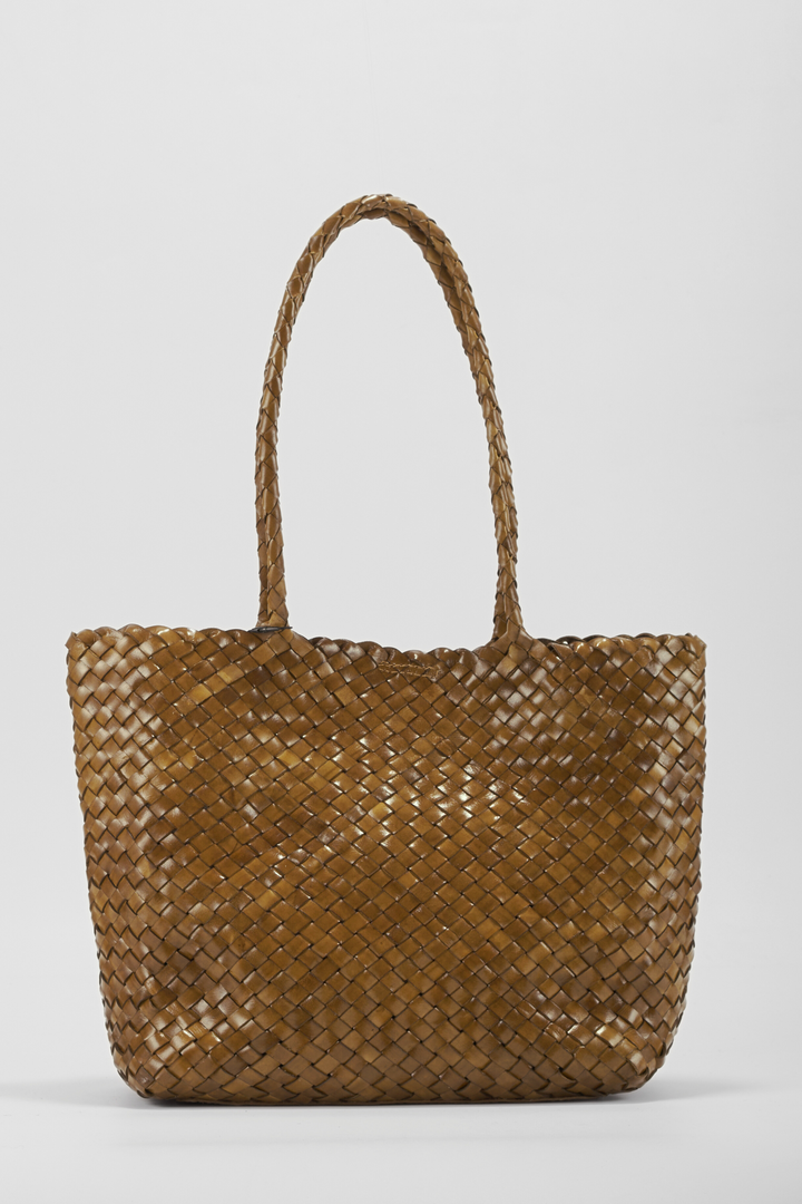 Leia Woven Leather Bag Bamboo Green