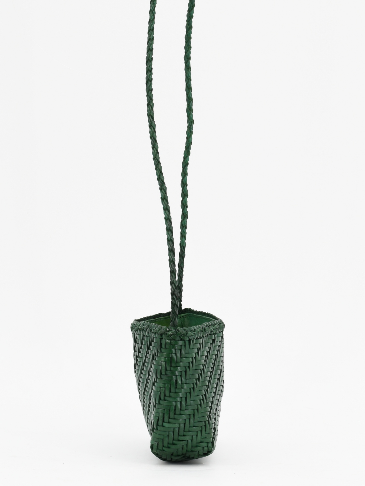 Woven Leather Crossbody Bag- Forest Green