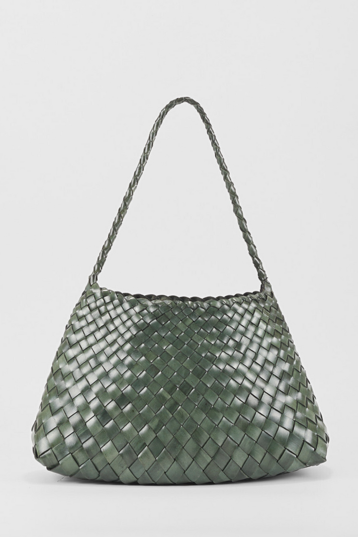 Selina Woven Shoulder Bag- Slate Green