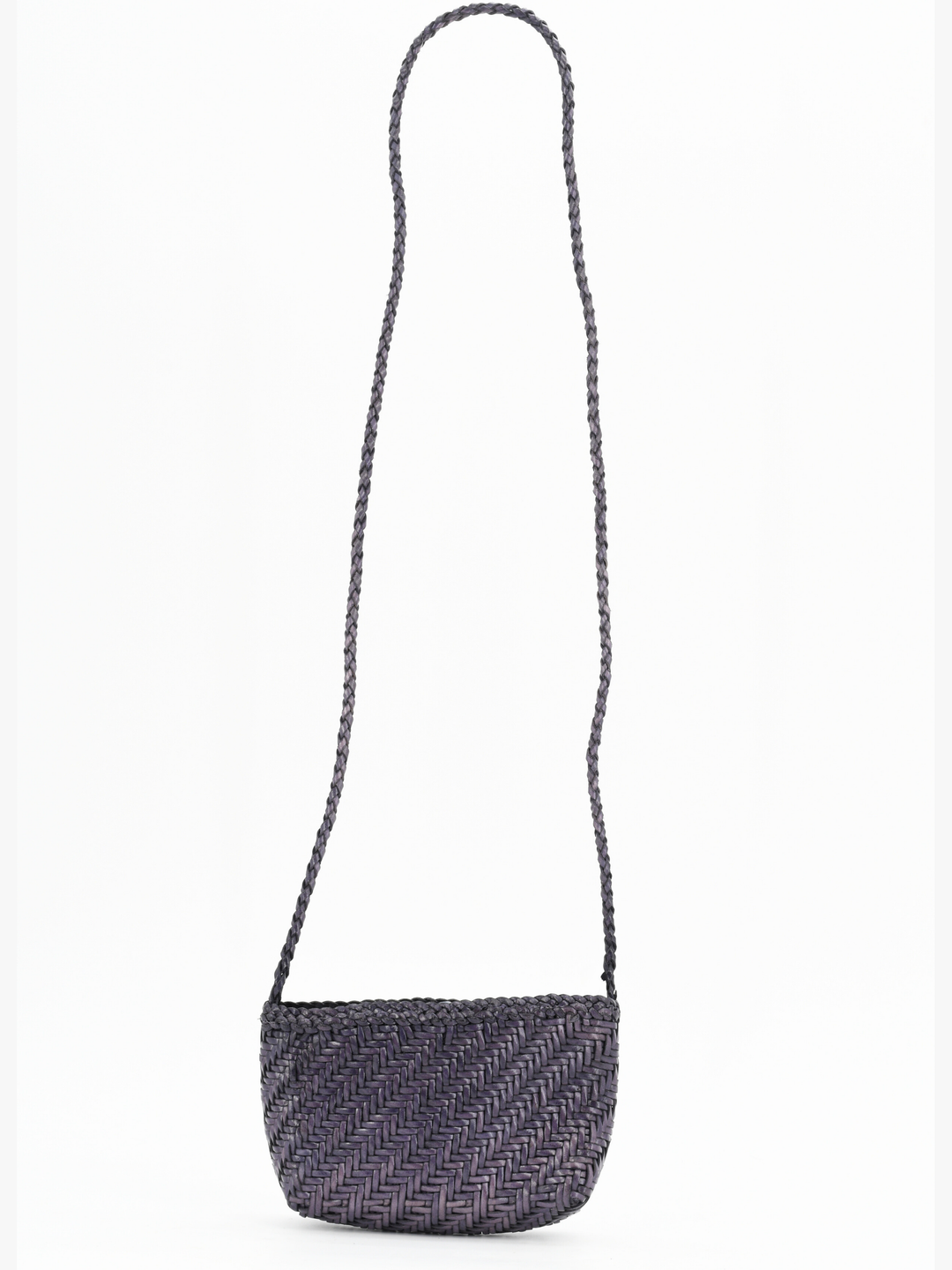 Woven Leather Crossbody Bag- Purple