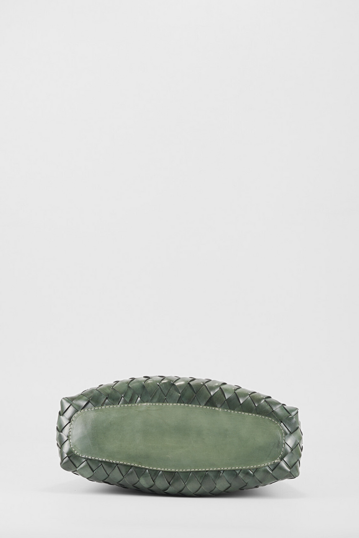 Selina Woven Shoulder Bag- Slate Green