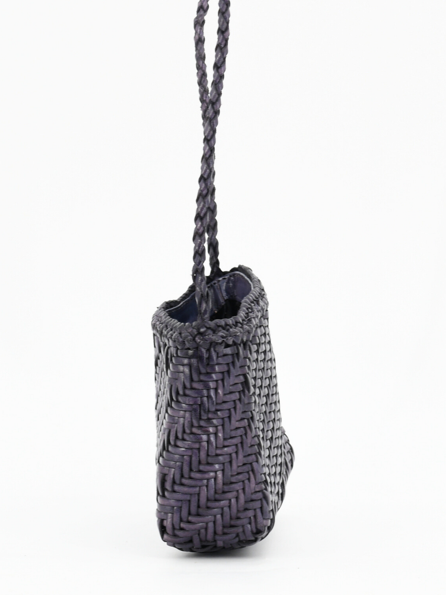 Woven Leather Crossbody Bag- Purple