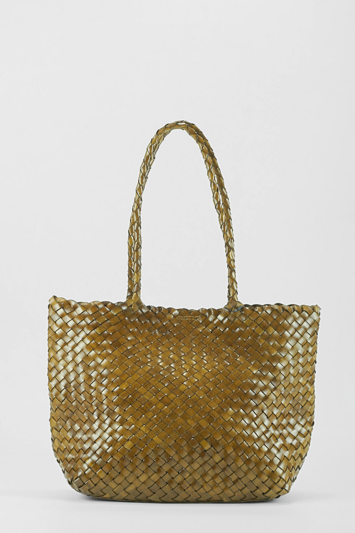 Leia Woven Leather Bag Bamboo Green