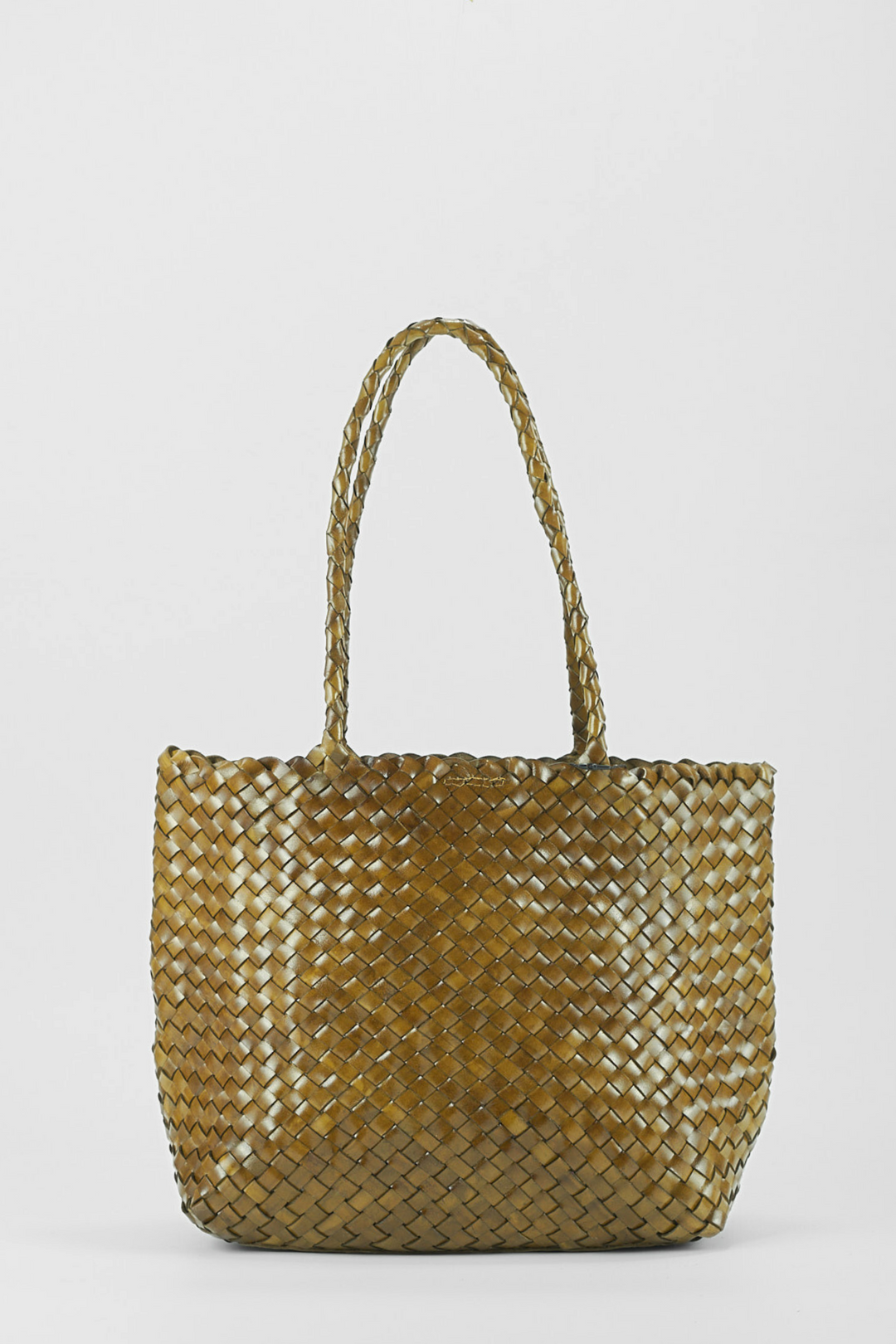 Leia Woven Leather Bag Bamboo Green