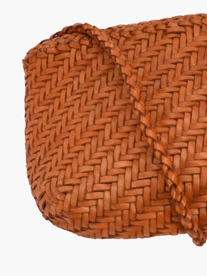 Woven Leather Crossbody Bag-Terracota