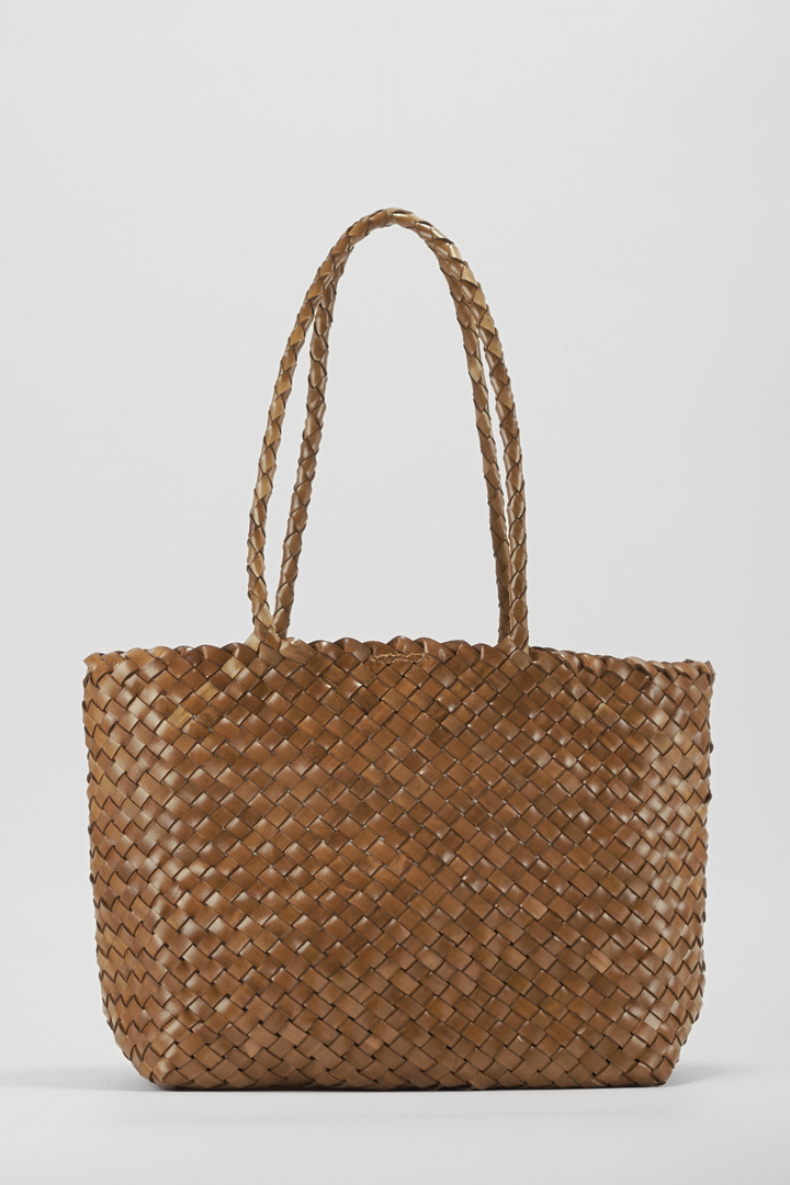 Leia Woven Leather Bag Bamboo Green