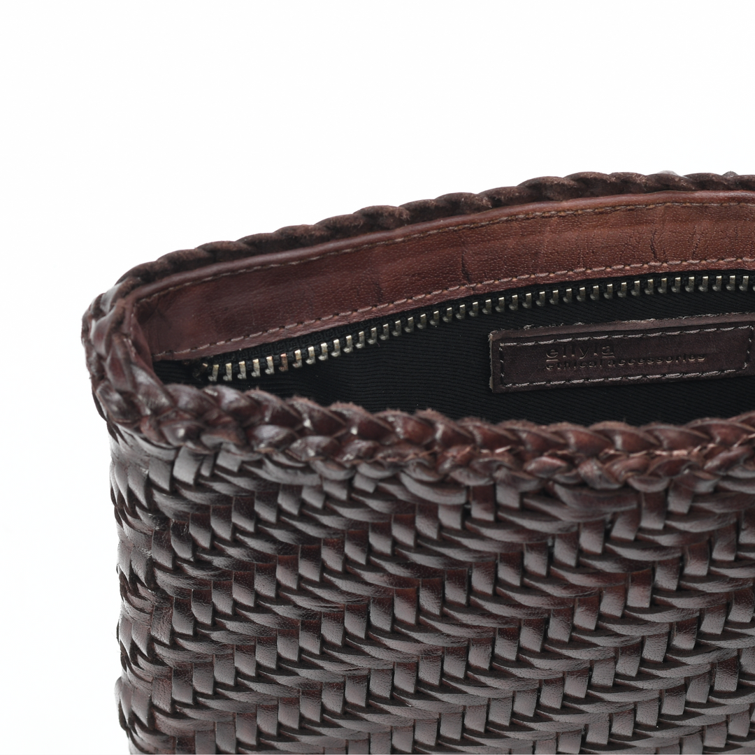 Woven Leather Clutch Bag-Espresso -PRE ORDER