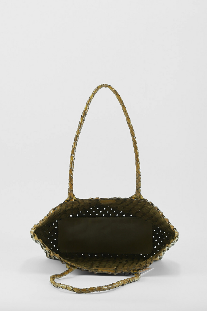 Leia Woven Leather Bag Bamboo Green