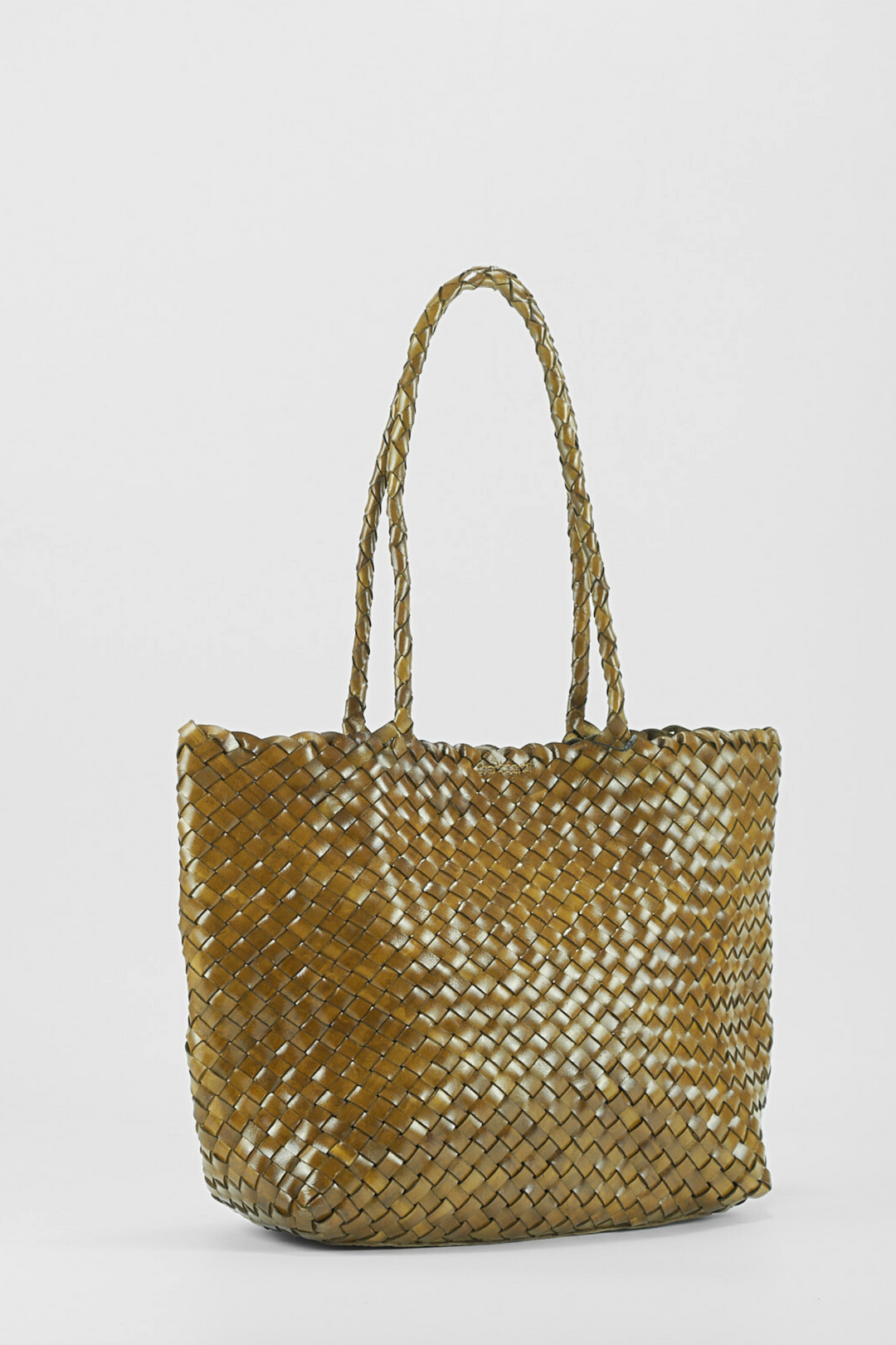 Leia Woven Leather Bag Bamboo Green