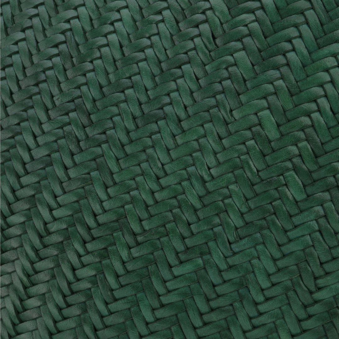 Woven Leather Tote Bag- Forest Green- PRE ORDER