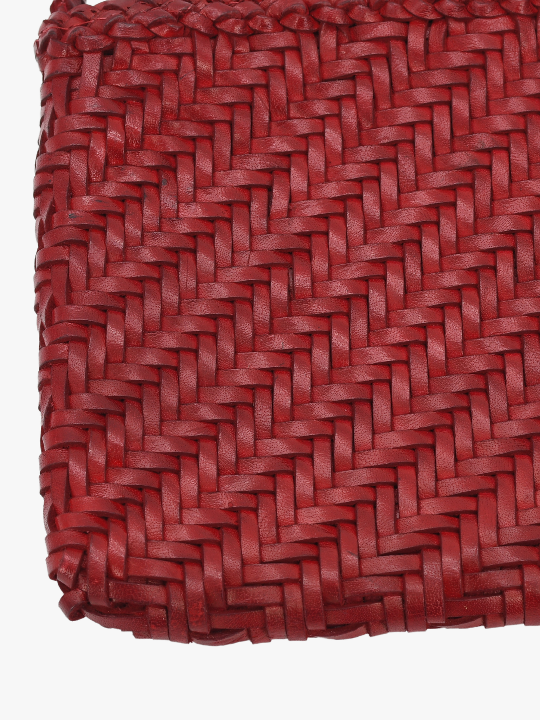 Woven Leather Clutch Bag- Red