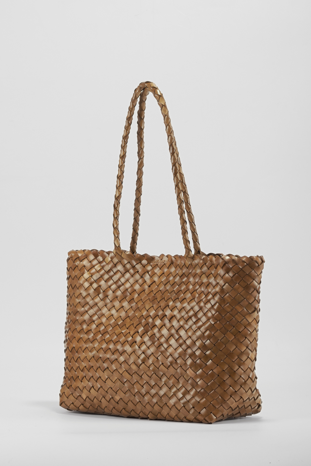 Leia Woven Leather Bag Bamboo Green