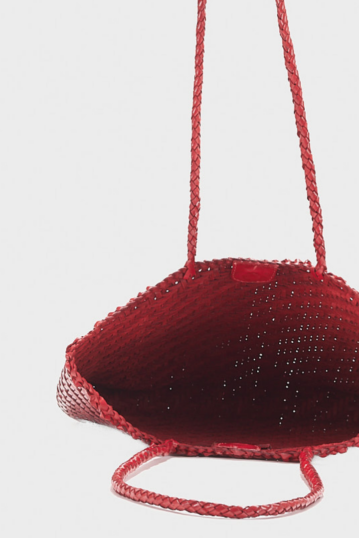 Rhia Woven Leather Tote -Red