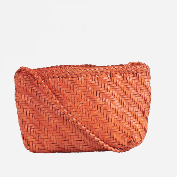 Woven Leather Crossbody Bag-Terracota