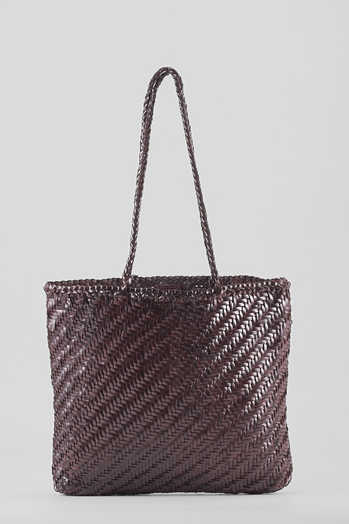 Rhia Woven Leather Tote- Espresso