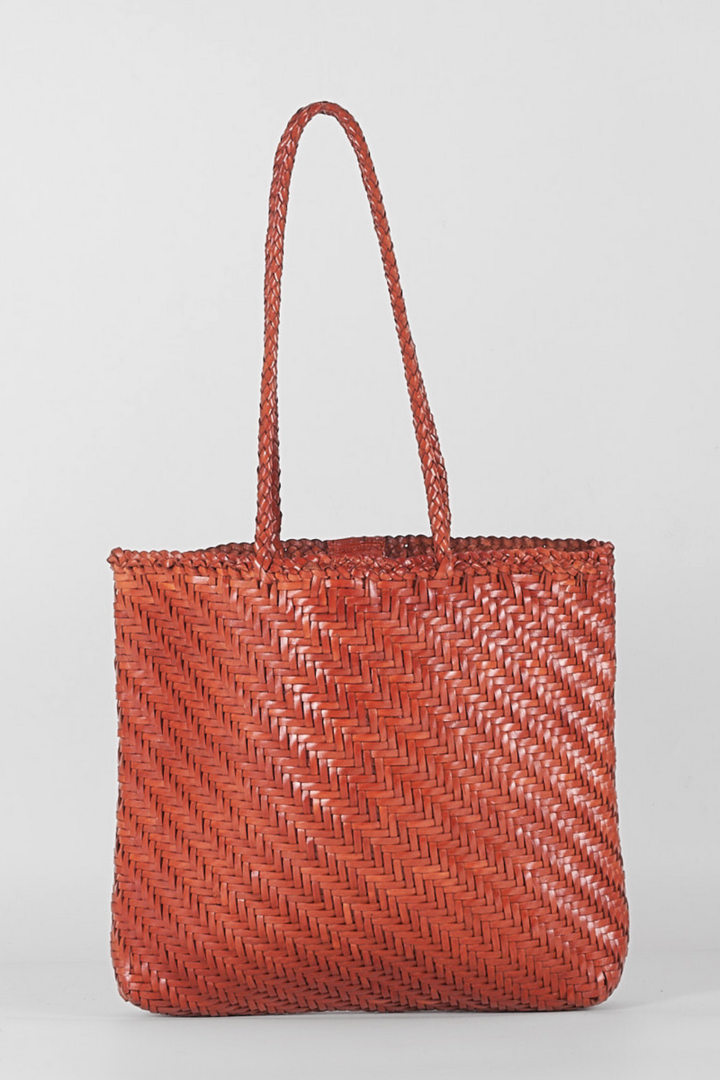 Rhia Woven Leather Tote- Tan