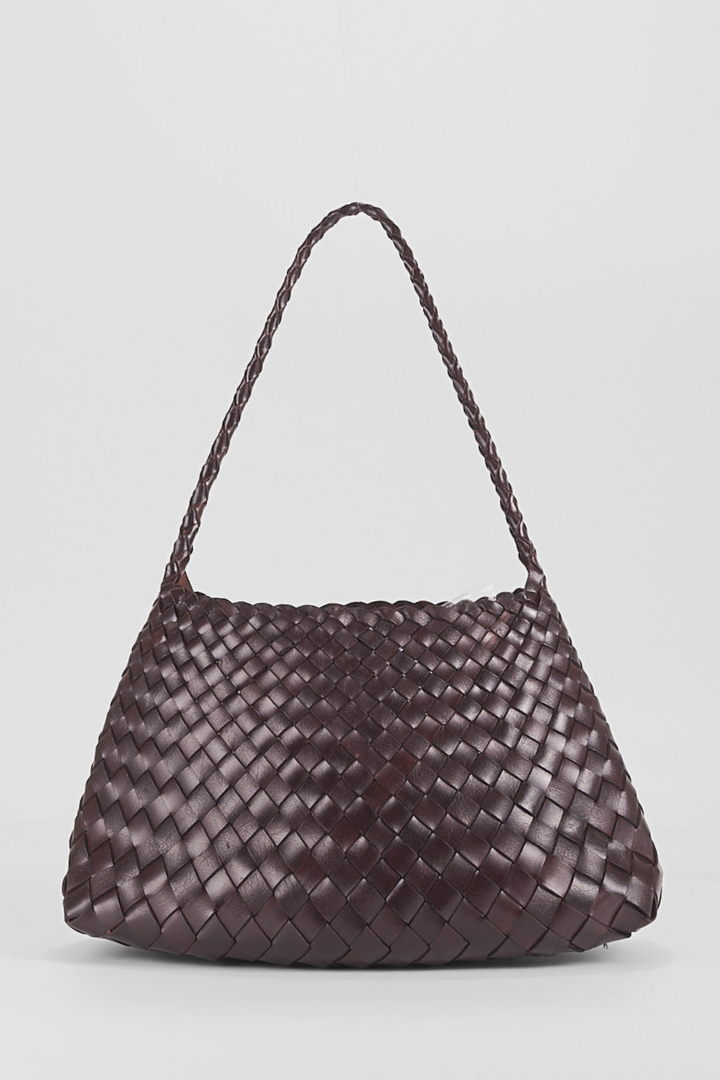 Selina Woven Shoulder Bag- Espresso