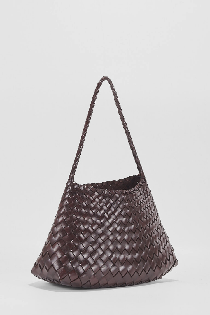 Selina Woven Shoulder Bag- Espresso