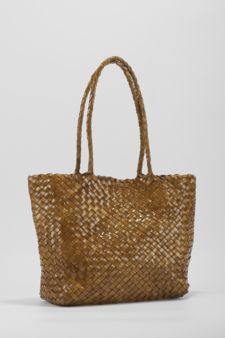 Leia Woven Leather Bag Bamboo Green