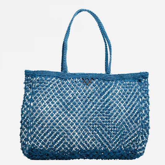 Amara Large Jute Shopper Bag-Navy