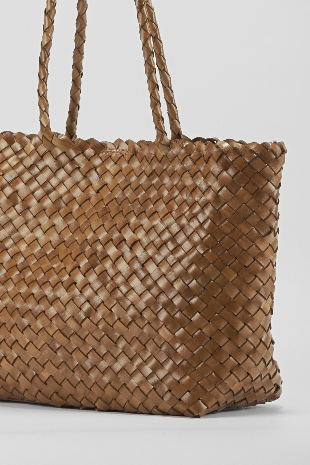 Leia Woven Leather Bag Bamboo Green