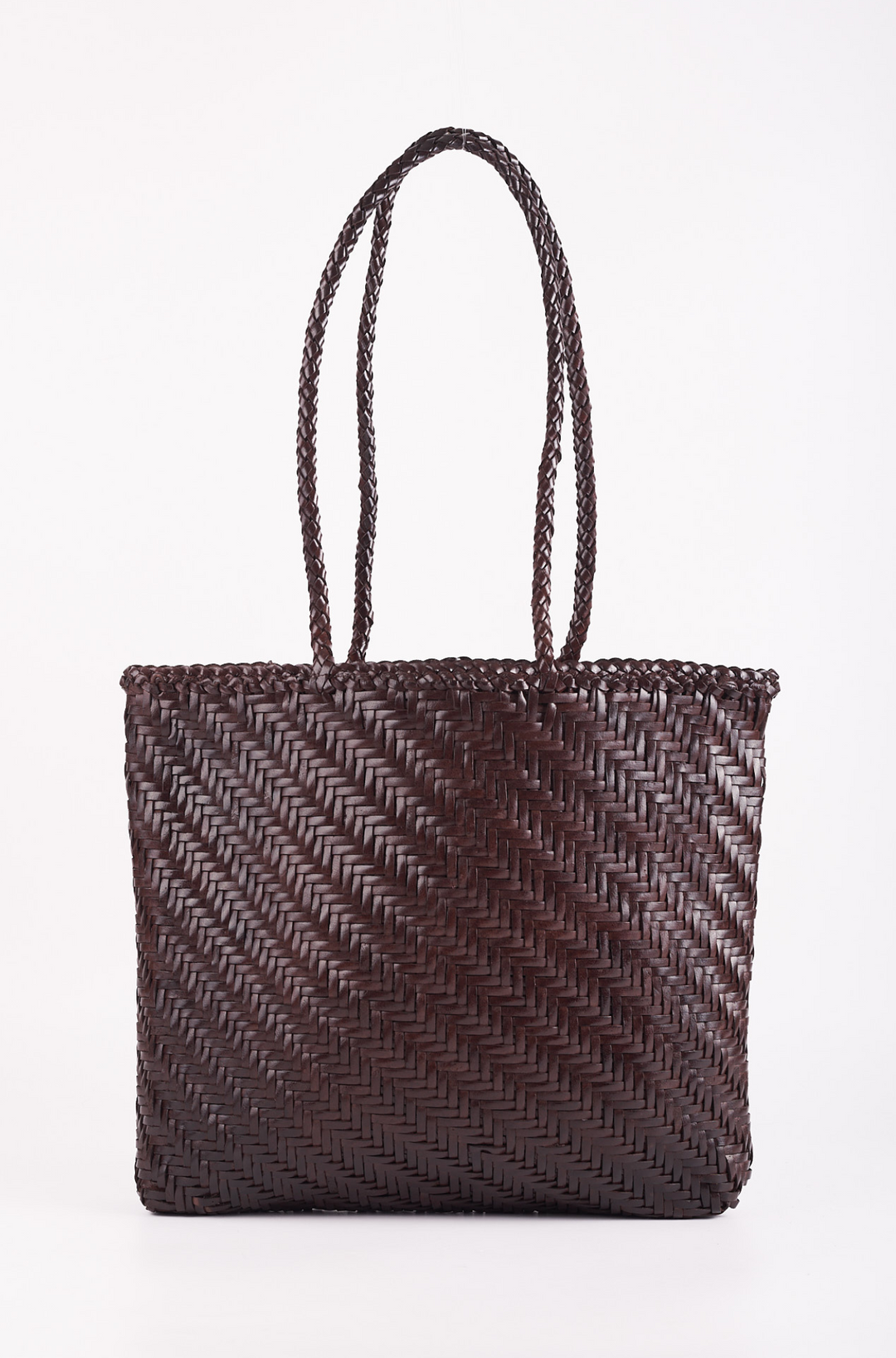 Woven Leather Tote - Espresso