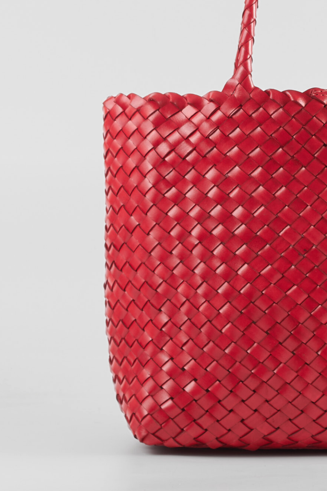 Leia Woven Leather Box Bag- Red
