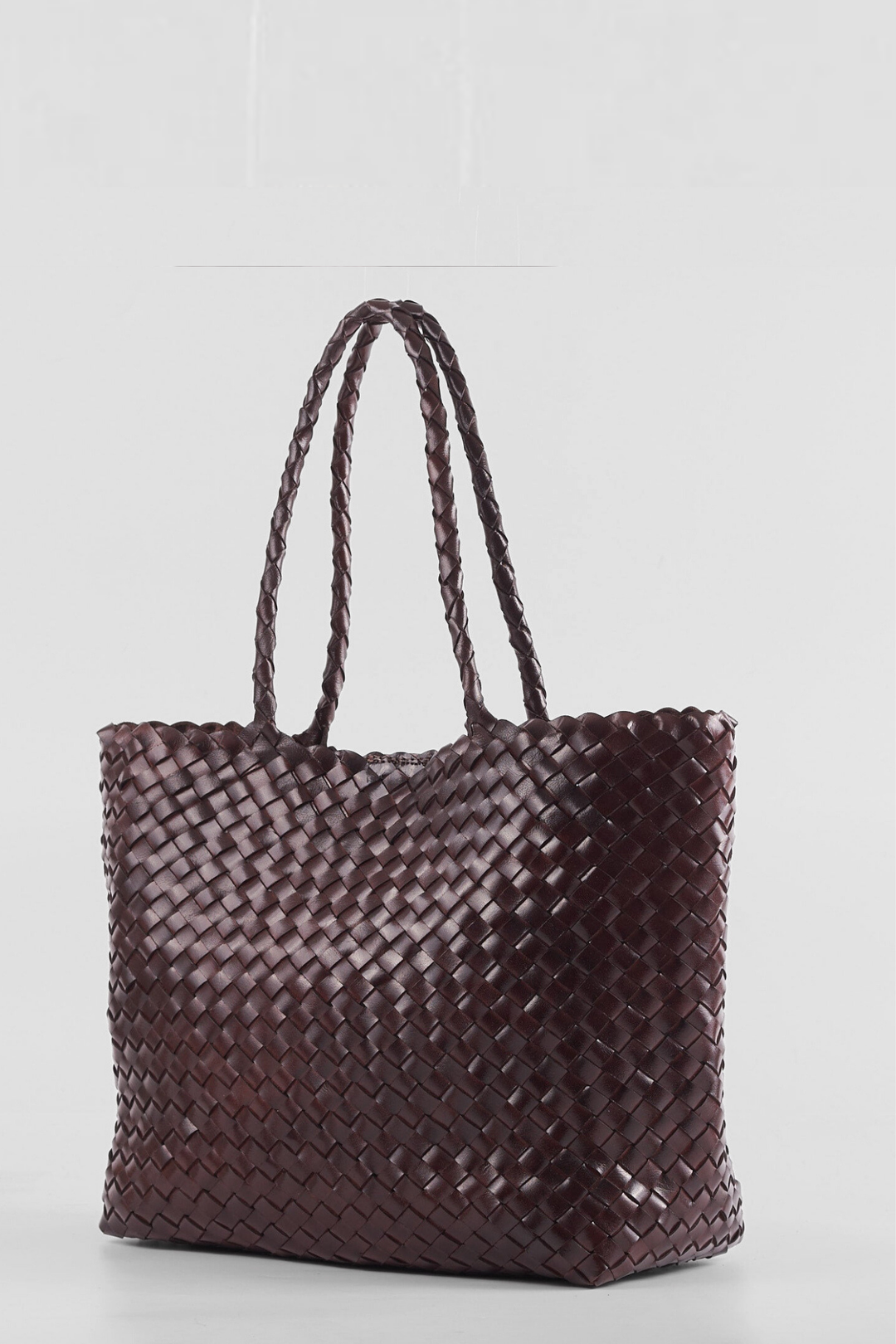 Leia Woven Leather Bag- Espresso