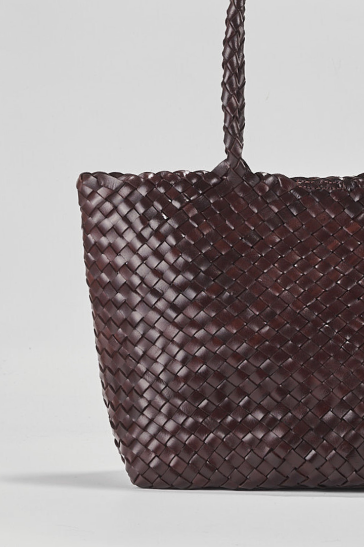 Leia Woven Leather Bag- Espresso